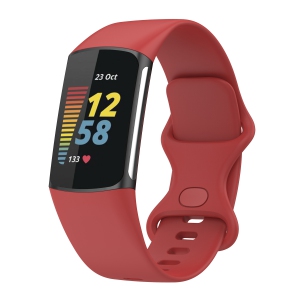 StrapsCo Silicone Rubber Infinity Band - Watch Strap for Fitbit Charge 5 - Medium-Long - Red