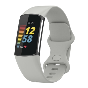 StrapsCo Silicone Rubber Infinity Band - Watch Strap for Fitbit Charge 5 - Medium-Long - Grey