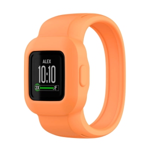 StrapsCo Solid Colour Silicone Rubber Watch Band Strap for Garmin Vivofit Jr. 3 - Short-Medium - Orange