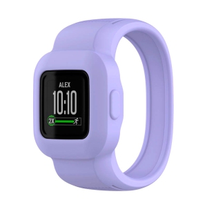 StrapsCo Solid Colour Silicone Rubber Watch Band Strap for Garmin Vivofit Jr. 3 - Short-Medium - Purple