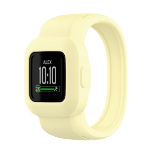StrapsCo Solid Colour Silicone Rubber Watch Band Strap for Garmin Vivofit Jr. 3 - Medium-Long - Popcorn