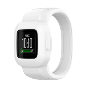 StrapsCo Solid Colour Silicone Rubber Watch Band Strap for Garmin Vivofit Jr. 3 - Short-Medium - White