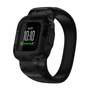 StrapsCo Patterned Silicone Rubber Watch Band Strap for Garmin Vivofit Jr. 3 - Short-Medium - Grey Camo