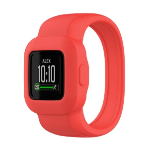 StrapsCo Solid Colour Silicone Rubber Watch Band Strap for Garmin Vivofit Jr. 3 - Short-Medium - Bright Red