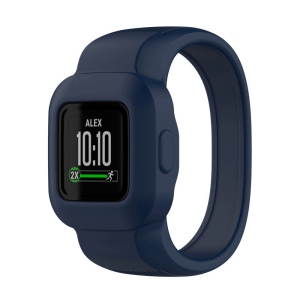StrapsCo Solid Colour Silicone Rubber Watch Band Strap for Garmin Vivofit Jr. 3 - Medium-Long - Midnight Blue