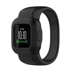 StrapsCo Solid Colour Silicone Rubber Watch Band Strap for Garmin Vivofit Jr. 3 - Short-Medium - Black