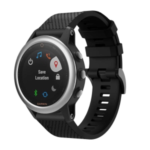 StrapsCo Sturdy Silicone Rubber Watch Band Strap for Garmin Fenix 5S - Black
