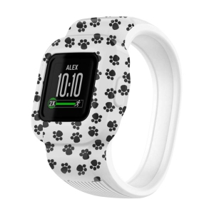 StrapsCo Patterned Silicone Rubber Watch Band Strap for Garmin Vivofit Jr. 3 - Medium-Long - Paw Print