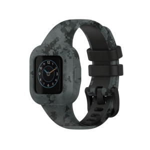 StrapsCo Patterned Silicone Watch Band Strap w/ Buckle for Garmin Vivofit Jr. 3 - Pixels (Grey)