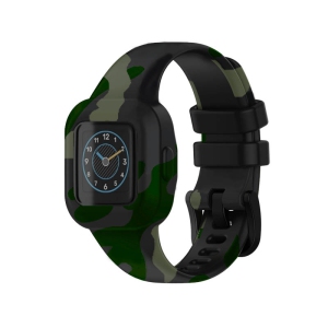 StrapsCo Patterned Silicone Watch Band Strap w/ Buckle for Garmin Vivofit Jr. 3 - Green Camo