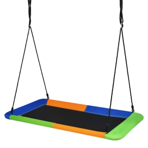 Gymax 60'' Kids Giant Tree Rectangle Swing 700 lbs w/ Adjustable Hanging Ropes