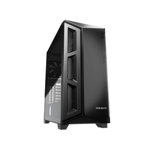 Cougar Dark Blader X5 Mid Tower ATX Computer Case, Tempered Glass Side Panel, 1x 120mm Black Fan Pre-Installed, Translucent Black