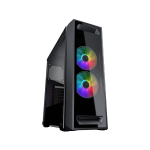 Cougar MX350 RGB Mid Tower ATX Computer Case, Tempered Glass Side Panel, 2x 120mm ARGB Fans Pre-Installed, Black