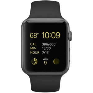 Apple Watch 42mm Space Gray Aluminum Black Sport Band
