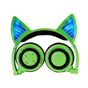 Casque D'écoute Pour Enfants, Musique Pliable Cat Ear Kids Écouteurs Pour Enfants  Vert D'eau 