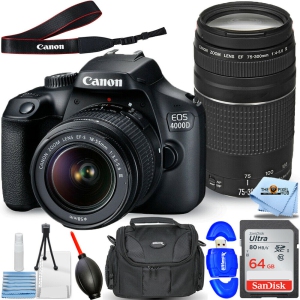 Canon EOS 4000D with EF-S 18-55mm f/3.5-5.6 III Lens + 32GB + EXT BATT Bundle