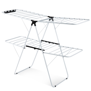 Topbuy Folding Clothes Drying Rack 2-Layer Portable Dryer with Height Adjustable Wings for Outdoor Indoor Use