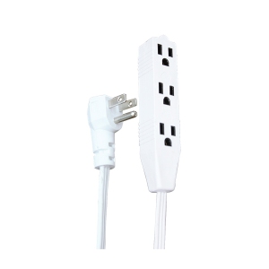 Xtricity - 3 Outlet Grounding Electric Extension Cord, 2 Meter Length, For Indoor Use, White