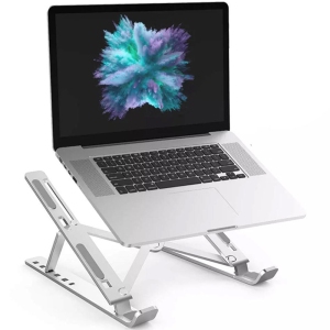 PrimeCables Foldable Aluminum Laptop Stand Portable Adjustable Riser for 12 - 17 inch Notebooks