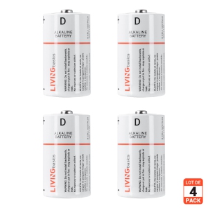 4pcs 1.5V D Alkaline Batteries Complies with EU Battery Directive could work between -18℃ and 50℃ - LIVINGbasics®