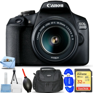 Canon EOS 2000D / Rebel T7 with 18-55mm IS II Lens - 7PC Accessory Bundle
