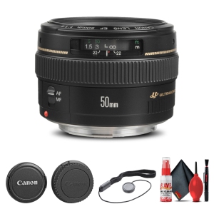 Canon EF 50mm f/1.4 USM Lens (2515A003) + Filter Kit + Lens Pouch Base Bundle (International Version)