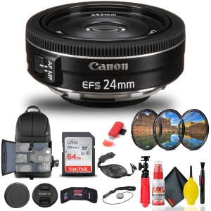 Canon EF-S 24mm f/2.8 STM Lens (9522B002) + Filter + BackPack +