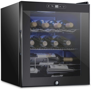Schmecke 12 Bottle Compressor Wine Cooler Refrigerator w/Lock | Large Freestanding Wine Cellar | 41f-64f Digital Temperature Control Wine Fridge For Red, White, Champagne or Sparkling Wine - Black