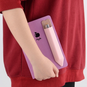 PU leather Elastic Stylus Adhesive Sleeve Pen Cover Case for Apple Pencil (1st and 2nd Gen), only 2mm thick can stick on an iPad, tablet, notebook, wall-Pink