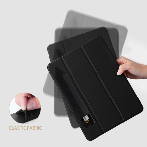 PU leather Elastic Stylus Adhesive Sleeve Pen Cover Case for Apple Pencil (1st and 2nd Gen), only 2mm thick can stick on an iPad, tablet, notebook, wall-Black