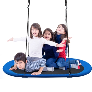 Topbuy 60" Flying Saucer Tree Swing Set Outdoor Oval Swing Adjustable Hanging Ropes for Kids Colorful/Blue/Green/Purple