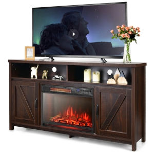 Gymax Meuble TV de 59 po avec foyer électrique de 25 po 1350W/1500W