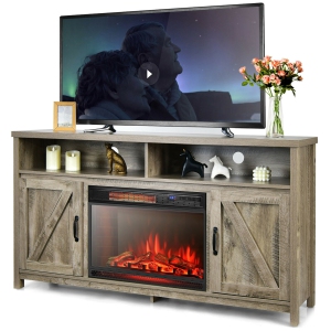 Gymax 59'' Fireplace TV Stand W/ 25'' 1350W Electric Fireplace Heater