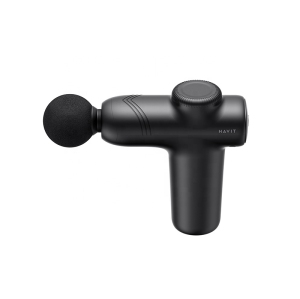 Havit MG1508 Sports Body Massage Machine Gun Vibration Mini Gun Massager Muscle Percussion With 4 Head Types_Black color