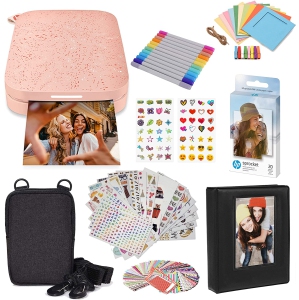 HP Sprocket Portable 2x3" Instant Photo Printer (Starter Bundle), Blush Pink