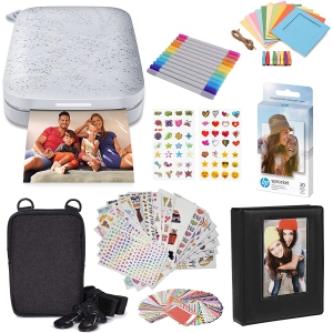 HP Sprocket Portable 2x3" Instant Photo Printer (Starter Bundle), Luna Pearl