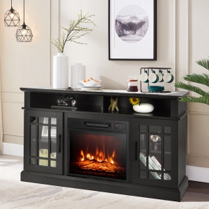 Gymax Meuble TV de 48 po avec Cabinet de Console et Centre de Divertissement avec Foyer pour Salon