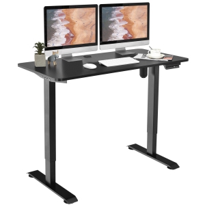 Topbuy Electric Height Adjustable Mobile Standing Desk Home Office Stand Up Computer Workstation Black/Maple/Teak/White