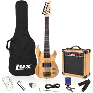 LyxPro 30 Inch Electric Guitar Starter Kit for Kids with 3/4 Size Beginner’s Guitar, Amp, Six Strings, Two Picks, Shoulder Strap, Digital Clip On Tuner, Guitar Cable and Soft Case Gig Bag - Natural