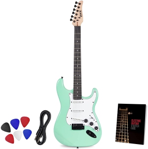 LyxPro CS 39” Electric Guitar Kit for Beginner, Intermediate & Pro Players with Guitar, Amp Cable, 6 Picks & Learner’s Guide | Solid Wood Body, Volume/Tone Controls, 5-Way Pickup - Green