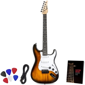 LyxPro CS 39” Electric Guitar Kit for Beginner, Intermediate & Pro Players with Guitar, Amp Cable, 6 Picks & Learner’s Guide | Solid Wood Body, Volume/Tone Controls, 5-Way Pickup - Burst