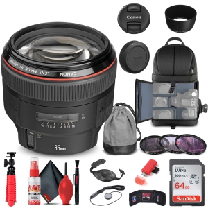 Canon EF 85mm f/1.2L II USM Lens (1056B002) + Filter + BackPack + 64GB + More (International Version)