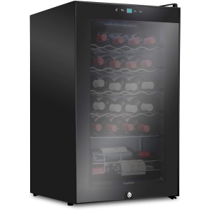 Ivation 24 Bottle Compressor Wine Cooler Refrigerator w/Lock | Large Freestanding Wine Cellar For Red, White, Champagne or Sparkling Wine | 41f-64f Digital Temperature Control Fridge Glass Door Black