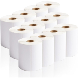 MotionGrey 12 Pack 4x6 Direct Thermal Shipping Labels 500 Labels/Roll, White Permanent Adhesive, Compatible with Rollo Zebra Printers for UPS FedEx Canada Post
