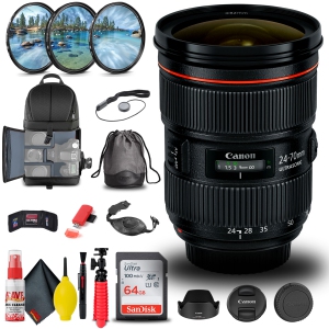 Canon EF 24-70mm f/2.8L II USM Lens (5175B002) + Filter Kit + BackPack + More (International Version)