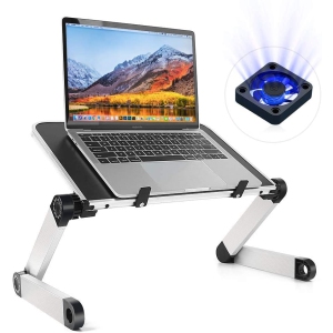 NIERBO Adjustable Laptop Table, Folding Desk Laptop Table, with Cooling Fan Compatible with MacBook up to 17 Inch