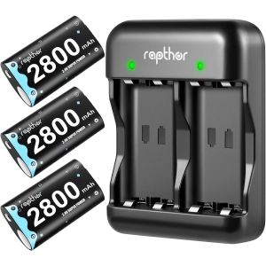 3Pack 2800mAh Rechargeable Controller Battery Pack for Xbox One/Xbox Series X/Xbox One S/Xbox One X/Xbox One Elite, Rapthor with Charger (3 Batteries + Charger)