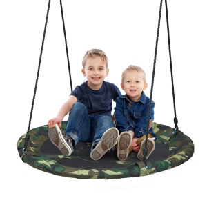Topbuy 40" Flying Saucer Tree Swing Set Outdoor Round Swing w/Adjustable Hanging Ropes for Children Tree Park Backyard