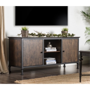 Bowery Hill Industrial Wood 60-Inch TV Stand in Weathered Oak