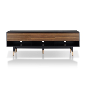 Bowery Hill Mid-century Wood 3-Drawer TV Stand in Black
